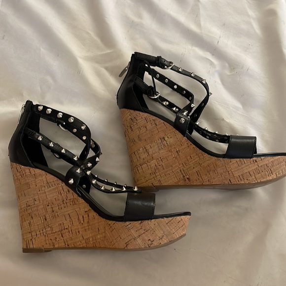 Marc Fisher Shoes - Marc Fischer Mark Womens Silver Spike Rocker Platform Wedge Heels sz 8.5 M